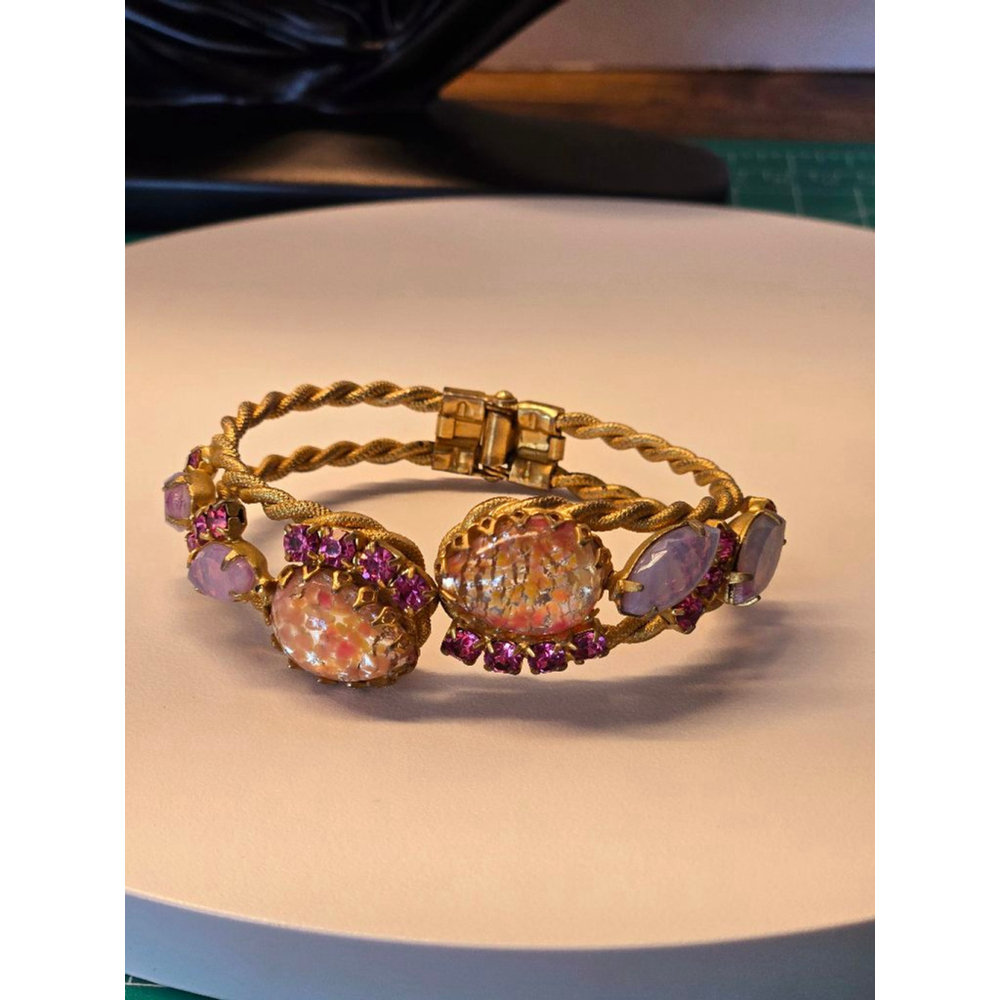 Vintage Women's Unbranded Bracelet, One Size, Gold, Pink and Purple